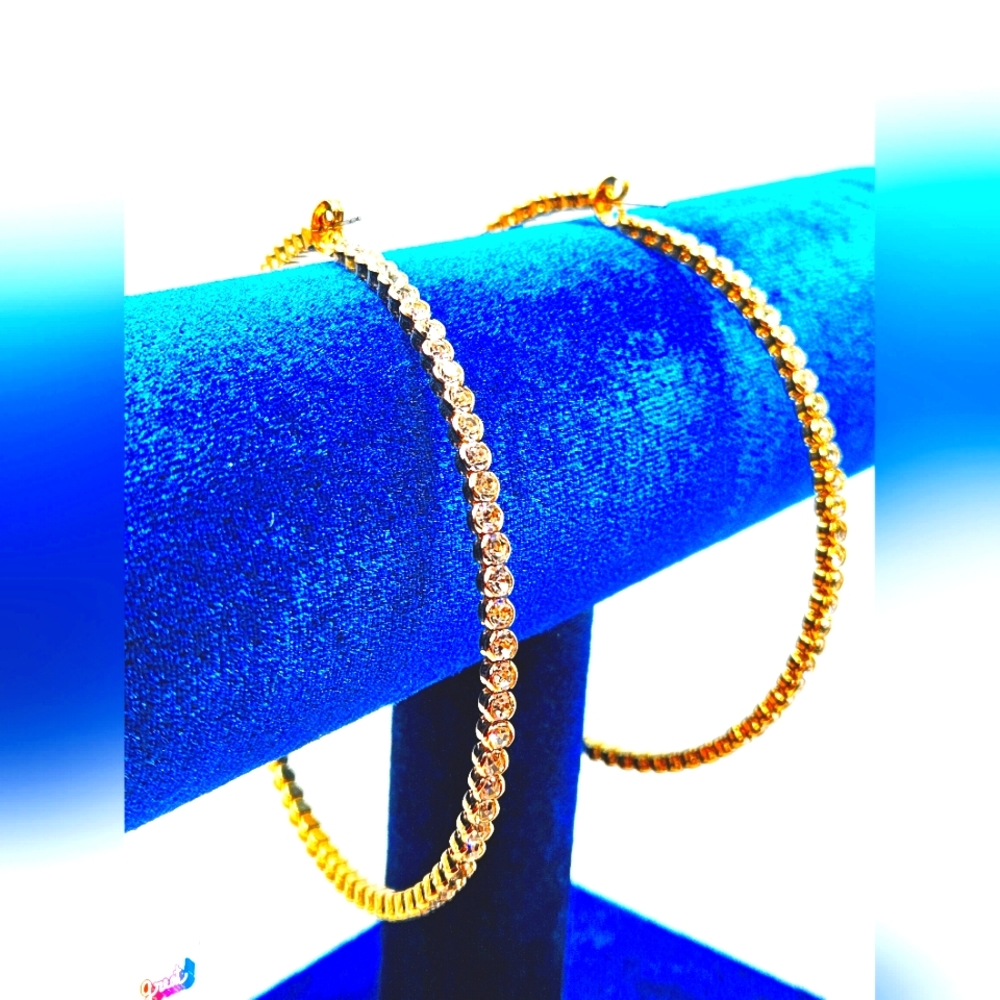 3mm Rhinestone Hoops - Picture 5 of 9